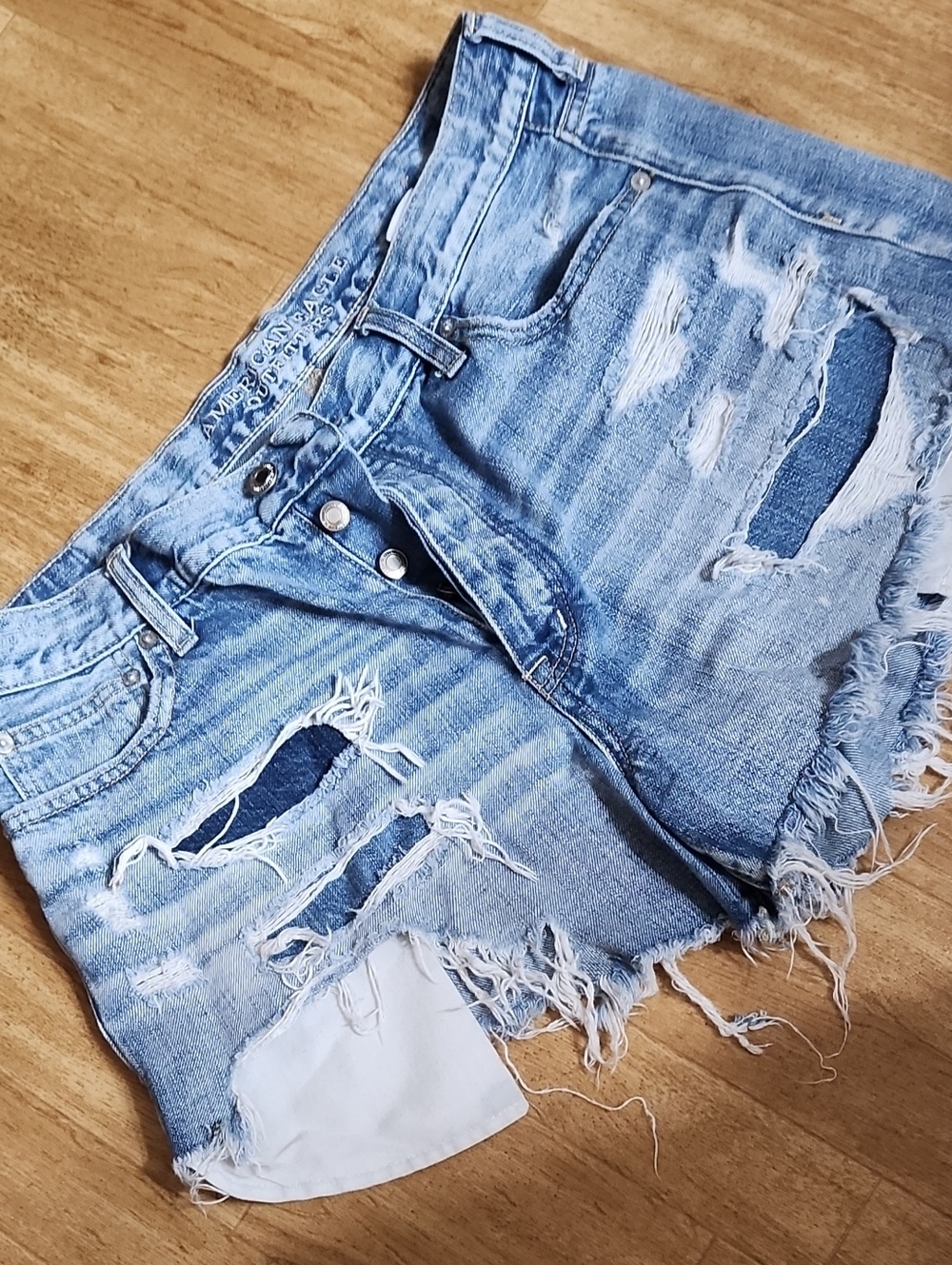 American Eagle Outfitters Light Blue Distressed Denim Cutoff Shorts